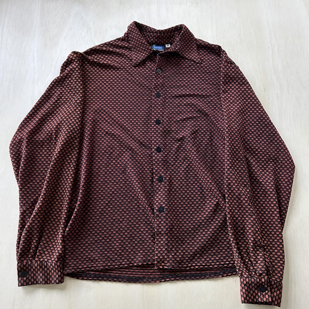 Vintage 90s Positano Charles Lapson Shirt Mens Medium Red Geometric Button Up